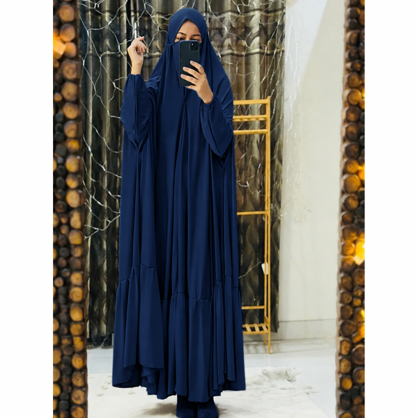 Navy Blue One Piece Jilbab Set