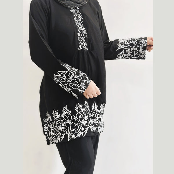 Combo One Piece Jilbab and Co Ord Set (Black)