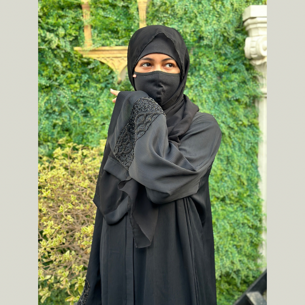 Black Abaya (handwork on sleeves)