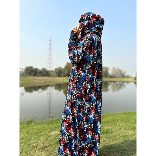 floral print Hood jilbab (blue)