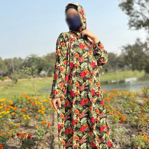 floral print Hood jilbab