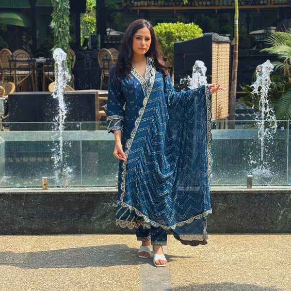 Blue party wear Anarkali