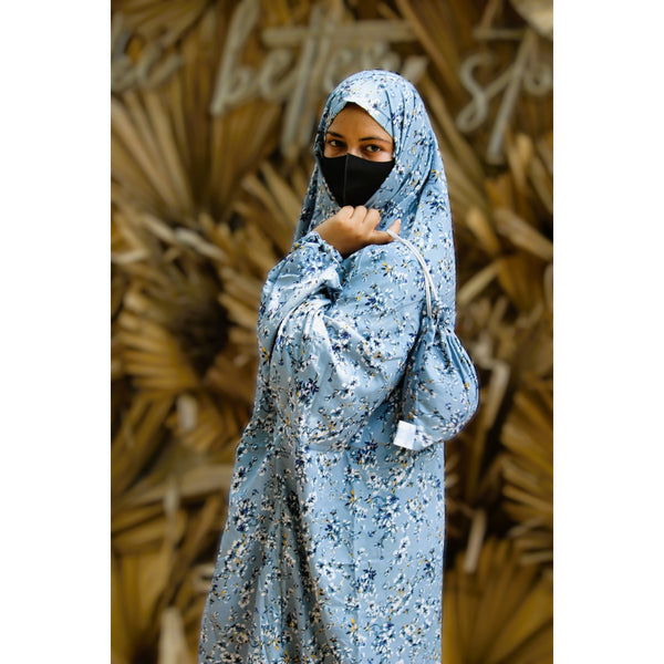 Greyish Blue one piece jilbab with Potli bag