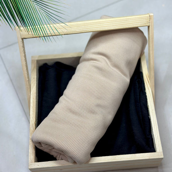 Cream Ribbed Jersey Hijab