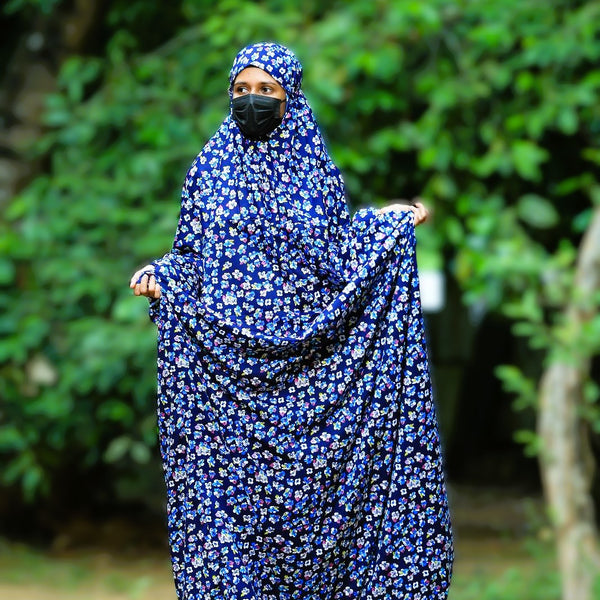 dark blue one piece jilbab with Potli bag