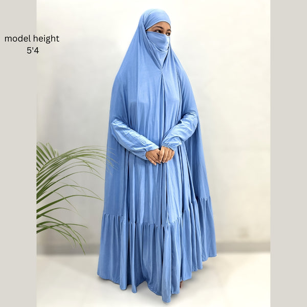 Ice Blue One Piece Jilbab Set