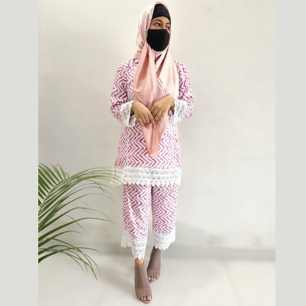 Pink and white pattern Co-Ord set