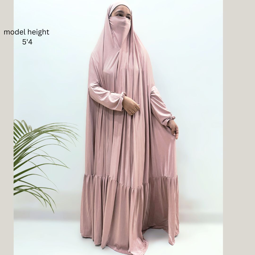 Light Peach One Piece Jilbab Set