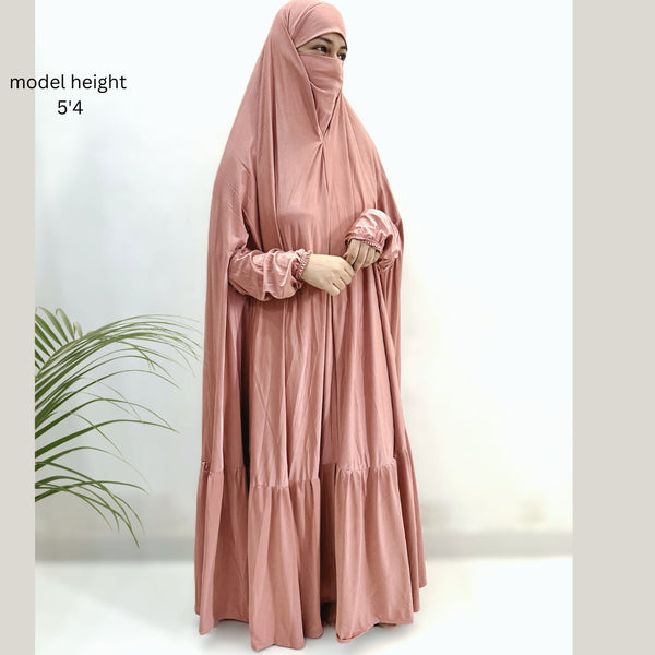 Peach One Piece Jilbab Set