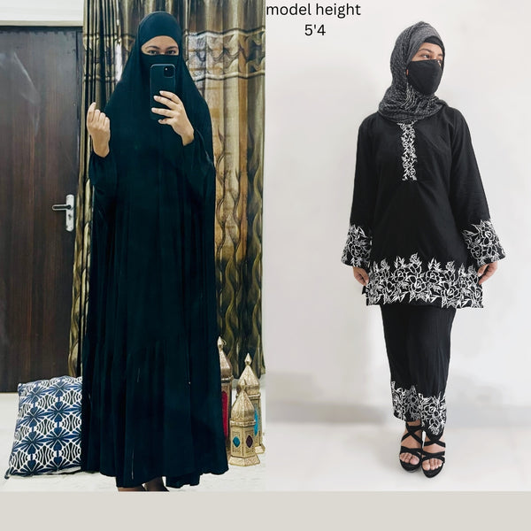 Combo One Piece Jilbab and Co Ord Set (Black)